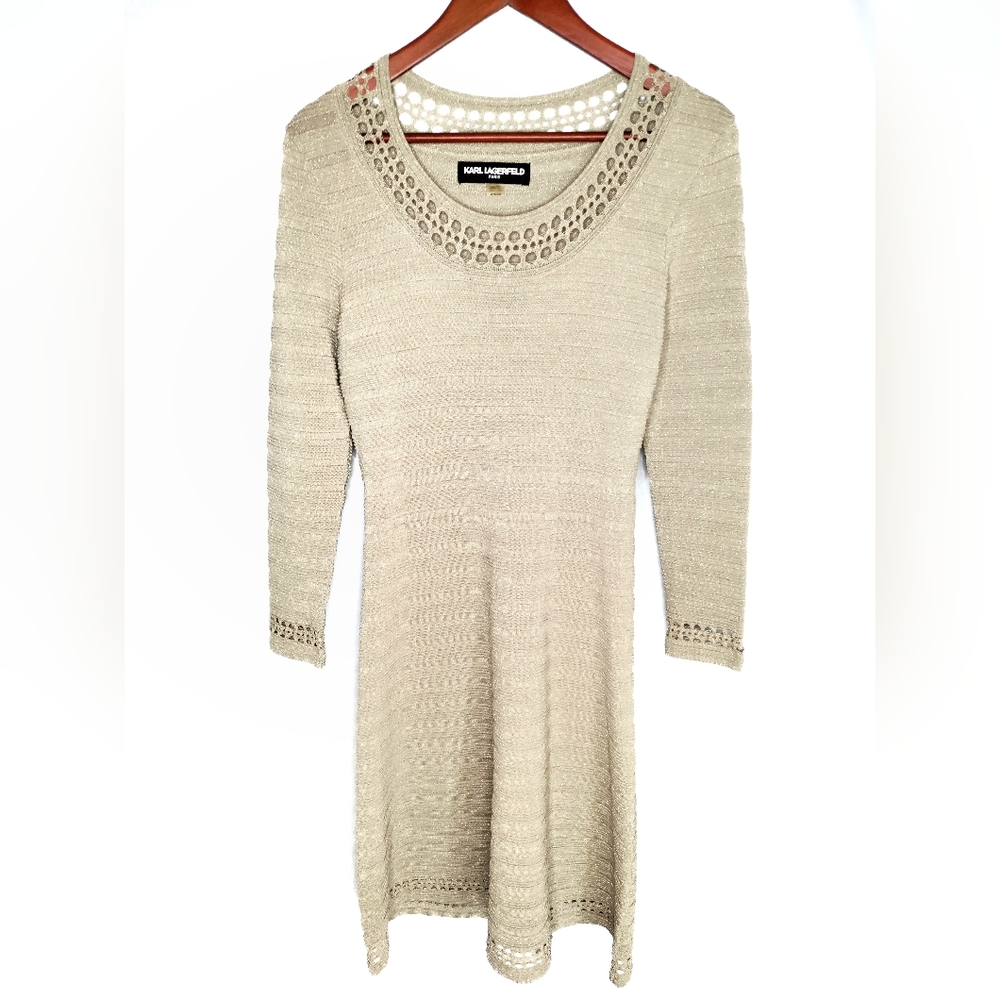 Karl Lagerfeld Paris Gold Glitter Dress M